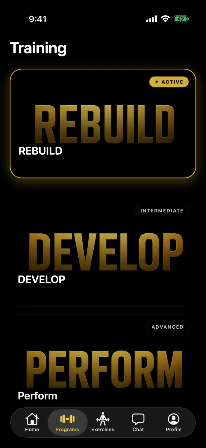The Rebuild, Develop and Perform programs
